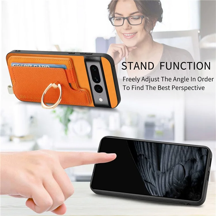 B5 Для Google Pixel 7 Pro 5G Case 2-в-1 Магнитный Съемный Держатель Карты Кожа+tpu Phone Cover - Желтый