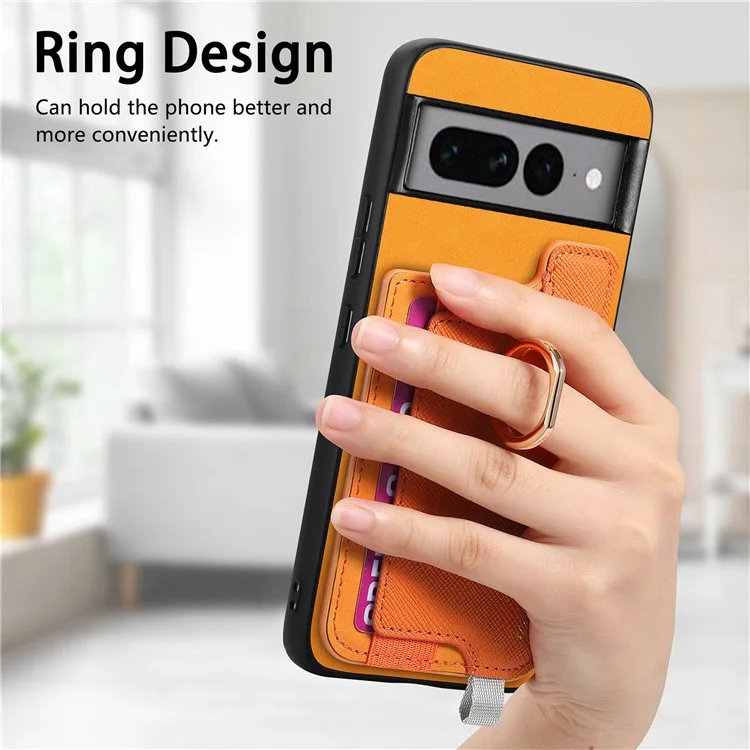 B5 Для Google Pixel 7 Pro 5G Case 2-в-1 Магнитный Съемный Держатель Карты Кожа+tpu Phone Cover - Желтый