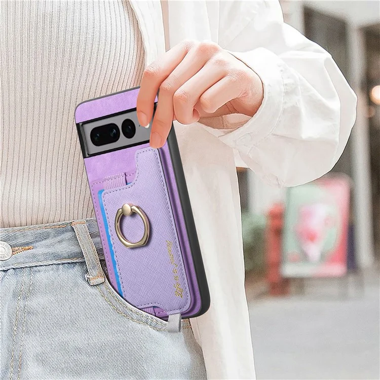 B5 Pour Google Pixel 7 Pro 5G Case 2-en-1 Magnétique du Support de Carte Détachable en Cuir + Couverture Téléphonique Tpu - Violet