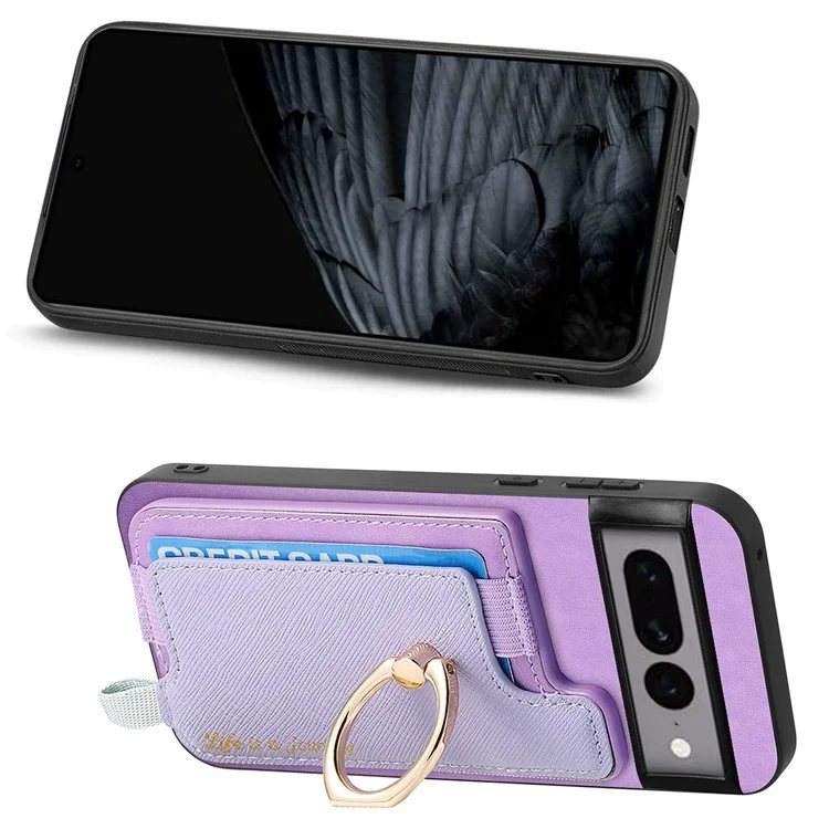 B5 Pour Google Pixel 7 Pro 5G Case 2-en-1 Magnétique du Support de Carte Détachable en Cuir + Couverture Téléphonique Tpu - Violet