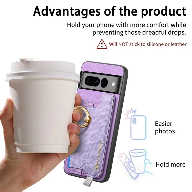 B5 Pour Google Pixel 7 Pro 5G Case 2-en-1 Magnétique du Support de Carte Détachable en Cuir + Couverture Téléphonique Tpu - Violet