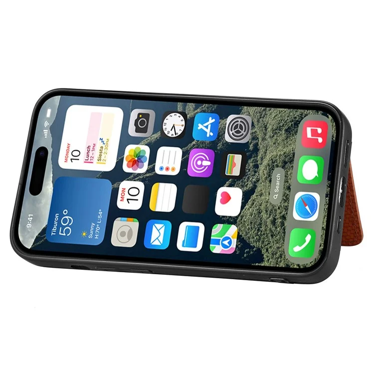 C1-02 Para Iphone 16 Case Soptor Carbon Fiber Leather+PC+TPU Teléfono - Azul