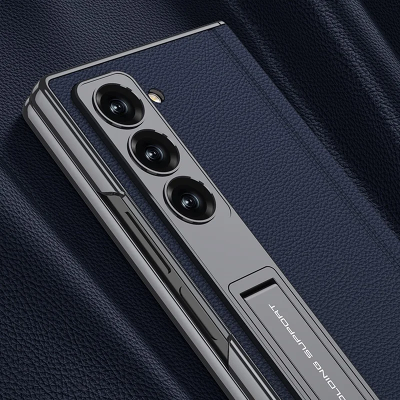 GKK Para Samsung Galaxy Z Fold6 5G Case Kickstand PC Port Cover With Screen Film - Fibra de Carbono