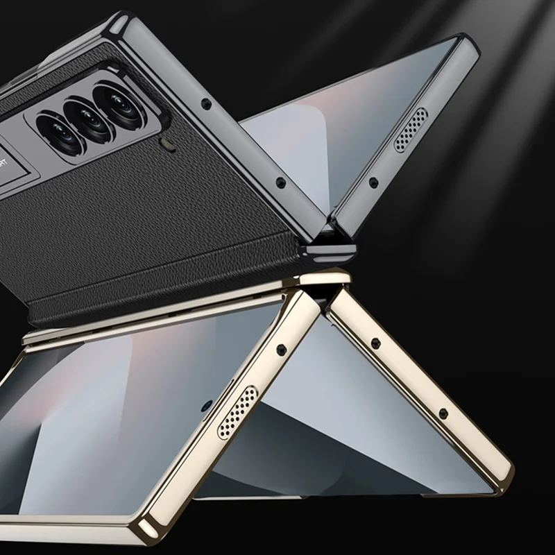 GKK Para Samsung Galaxy Z Fold6 5G Case Kickstand PC Port Cover With Screen Film - Fibra de Carbono