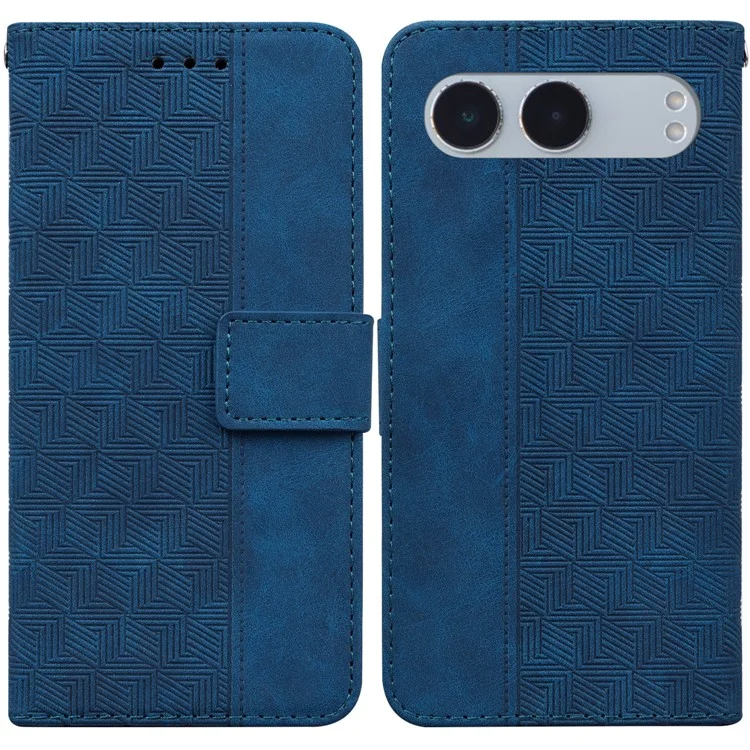 Per OnePlus Nord 4 Case Geometry Pattern Leather Wallet Phone Cover - Blu