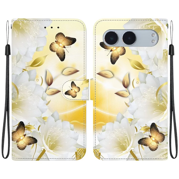 Para OnePlus Nord 4 Wallet Telephone Case Anti-Drop Leather Flip Cover Pattern Impresión - Flor de Mariposa Dorada