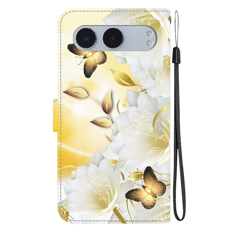 Para OnePlus Nord 4 Wallet Telephone Case Anti-Drop Leather Flip Cover Pattern Impresión - Flor de Mariposa Dorada
