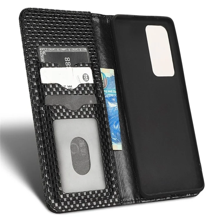 For Xiaomi 12S 5G / 12 5G / 12X 5G Magnetic Auto-absorbed Stand Wallet Cover Grid Texture PU Leather Cell Phone Case - Black