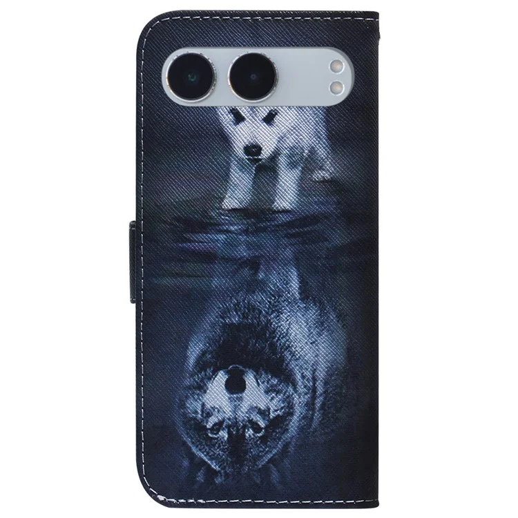 Para OnePlus Nord 4 Wallet Case Pattern Impresión Teléfono de Cuero - Perro y Lobo