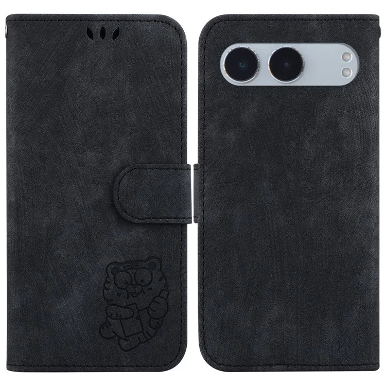 Für OnePlus Nord 4 Wallet Case Tiger Imprint Leder Stoßfeste Handyhülle - Schwarz