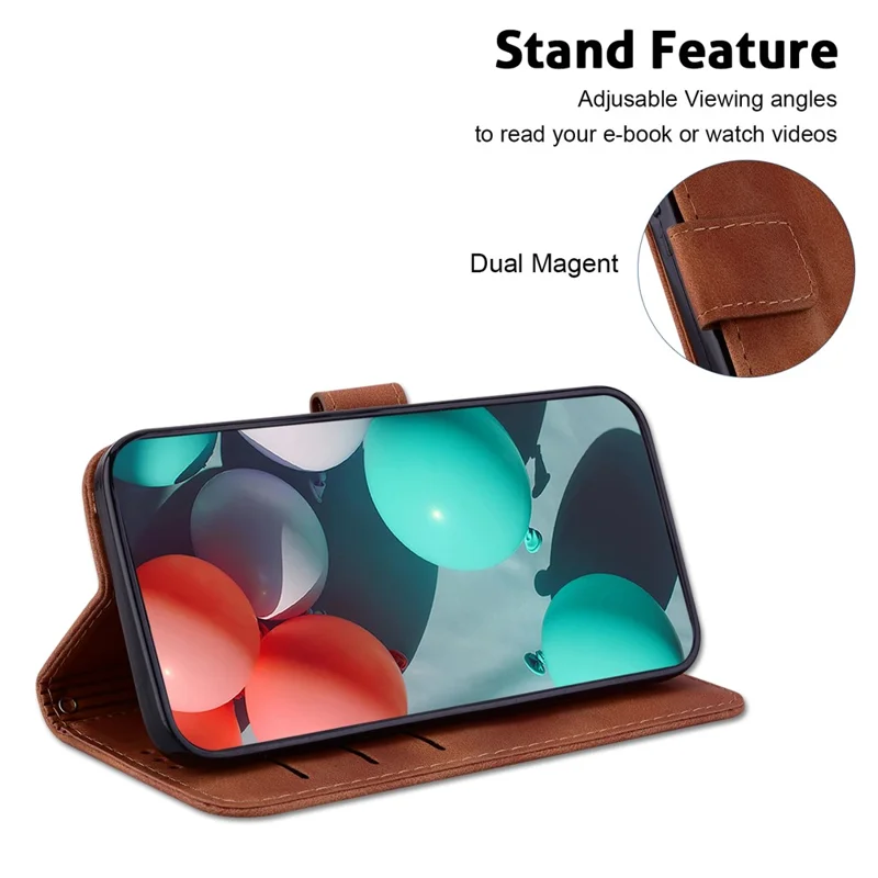 For OnePlus Nord 4 Stand Case 7-Shaped Pattern Imprint Leather Phone Cover - Brown