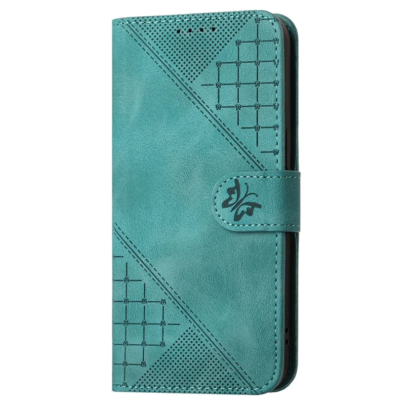 For Samsung Galaxy S24 Leather Wallet Case Butterfly Flower Imprinted Phone Cover with Strap - Baby Blue
