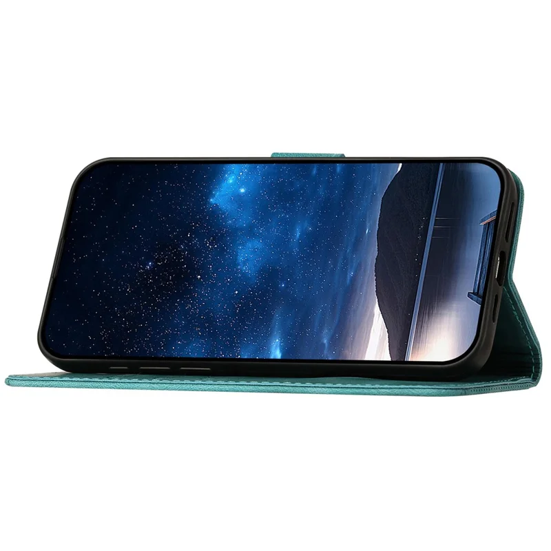 For Samsung Galaxy S24 Leather Wallet Case Butterfly Flower Imprinted Phone Cover with Strap - Baby Blue