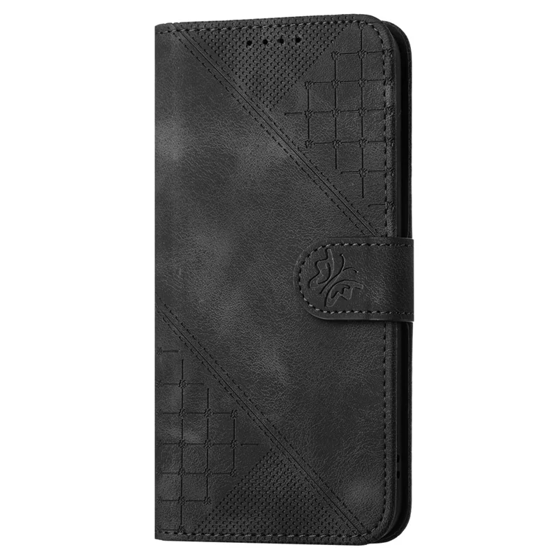 For Samsung Galaxy A06 4G Leather Wallet Case Butterfly Flower Imprinted Phone Cover with Strap - Black