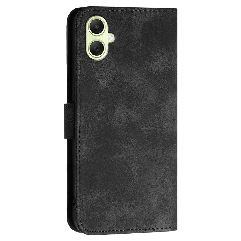 For Samsung Galaxy A06 4G Leather Wallet Case Butterfly Flower Imprinted Phone Cover with Strap - Black