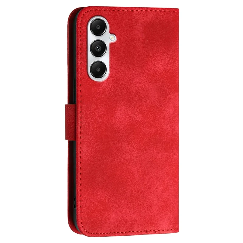 For Samsung Galaxy A16 5G / A16 4G Leather Wallet Case Butterfly Flower Imprinted Phone Cover with Strap - Red