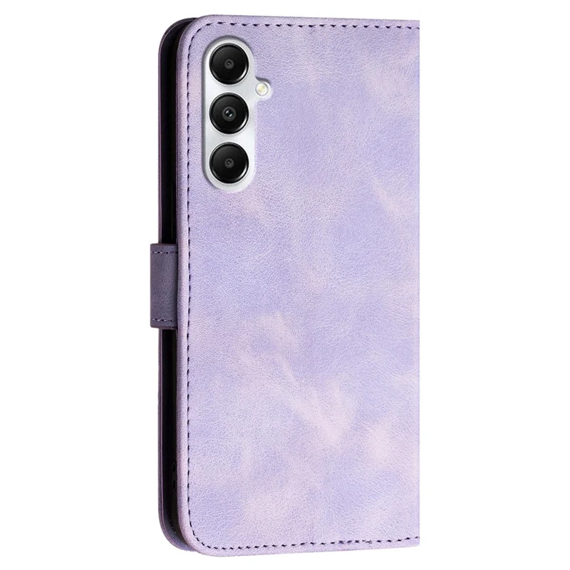 For Samsung Galaxy A05s 4G Leather Wallet Case Butterfly Flower Imprinted Phone Cover with Strap - Light Purple