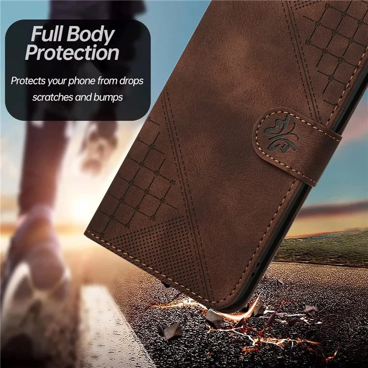 YX0080 Per Xiaomi Poco X6 Pro 5G / Redmi K70E 5G Custodia in pelle con motivo a farfalla - Marrone