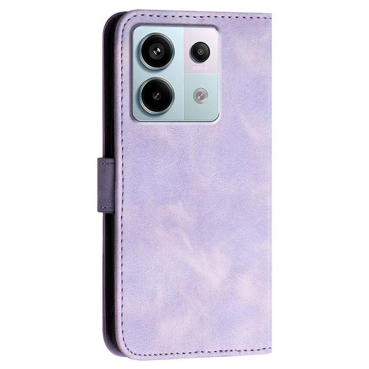 For Xiaomi Poco X6 5G / Redmi Note 13 Pro 5G Leather Wallet Case Butterfly Flower Imprinted Phone Cover with Strap - Light Purple