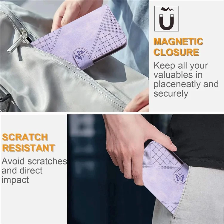 For Xiaomi Poco X6 5G / Redmi Note 13 Pro 5G Leather Wallet Case Butterfly Flower Imprinted Phone Cover with Strap - Light Purple