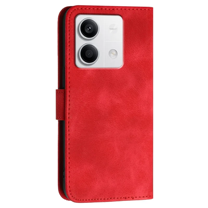 For Xiaomi Redmi Note 13 5G / Note 13 5G (China) Leather Wallet Case Butterfly Flower Imprinted Phone Cover with Strap - Red