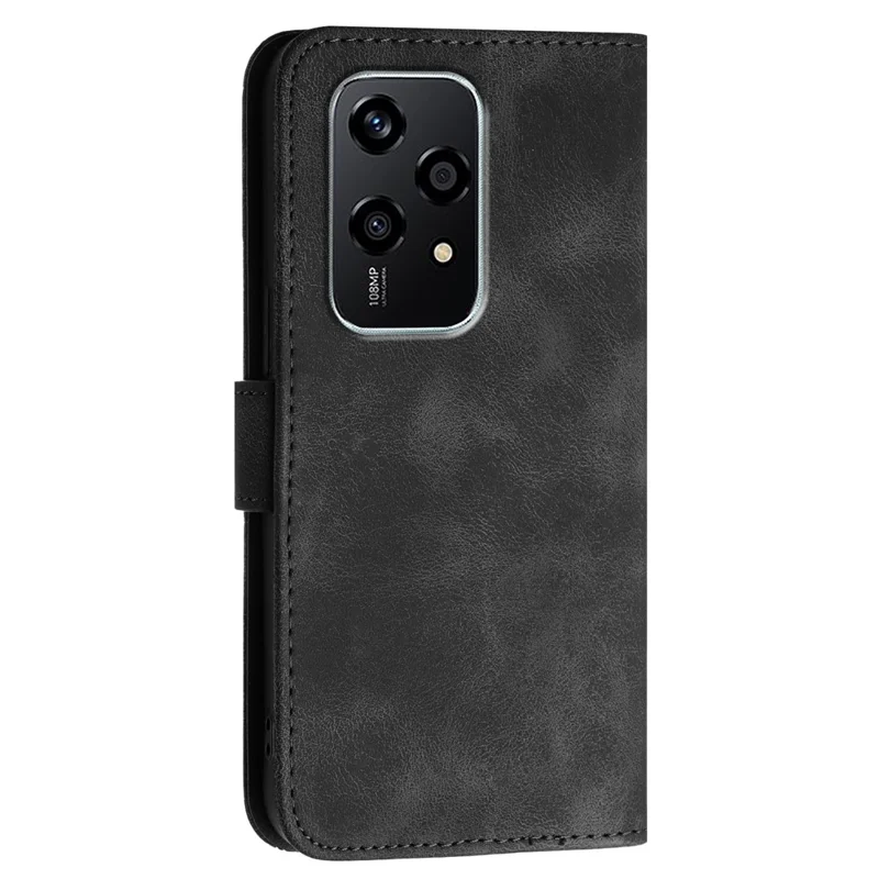 For Honor 200 Lite Leather Wallet Case Butterfly Flower Imprinted Phone Cover with Strap - Black