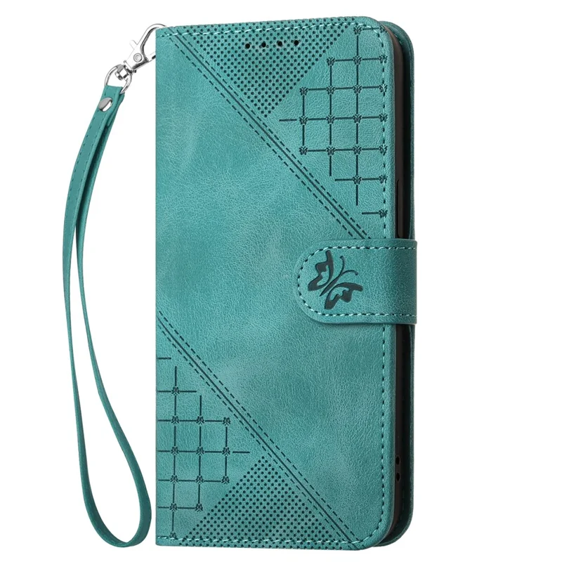 For Sony Xperia 10 VI Leather Wallet Case Butterfly Flower Imprinted Phone Cover with Strap - Baby Blue