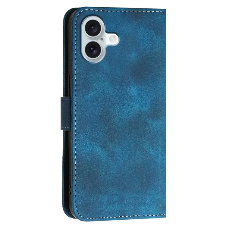 YX0080 Para Iphone 16 Plus Case Butterfly Impresión de la Billetera de Cuero Cubierta Del Teléfono - Zafiro