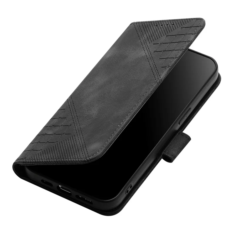 For iPhone 16 Plus Leather Wallet Case Butterfly Flower Imprinted Phone Cover with Strap - Black