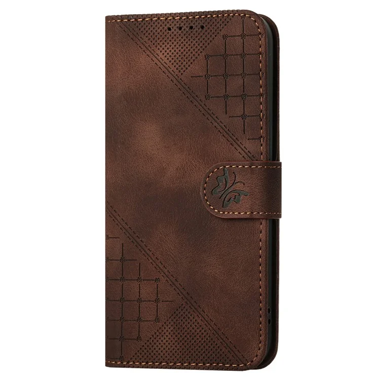 YX0080 Para Iphone 16 Pro Case Butterfly Impresión de la Billetera de Cuero Cover - Marrón