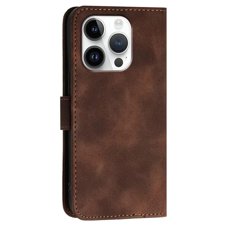 YX0080 Para Iphone 16 Pro Case Butterfly Impresión de la Billetera de Cuero Cover - Marrón