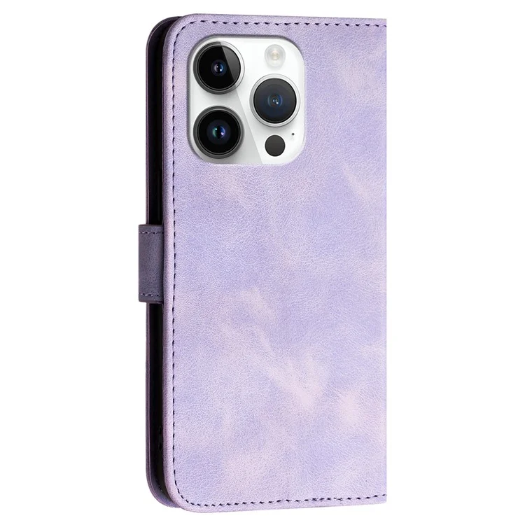 YX0080 Para Iphone 15 Pro Case Butterfly Impresión de la Billetera de Cuero Cubierta de Teléfono - Púrpura Ligera