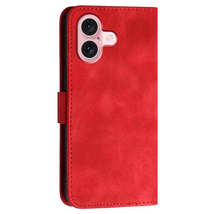 YX0080 Per iPhone 16 Case Butterfly Imprint Leather Wallet Phone Cover - Rosso