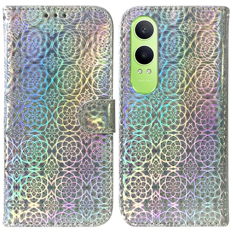 For OnePlus Nord CE4 Lite 5G Stand Case Dazzling Flower Leather Phone Cover - Grey
