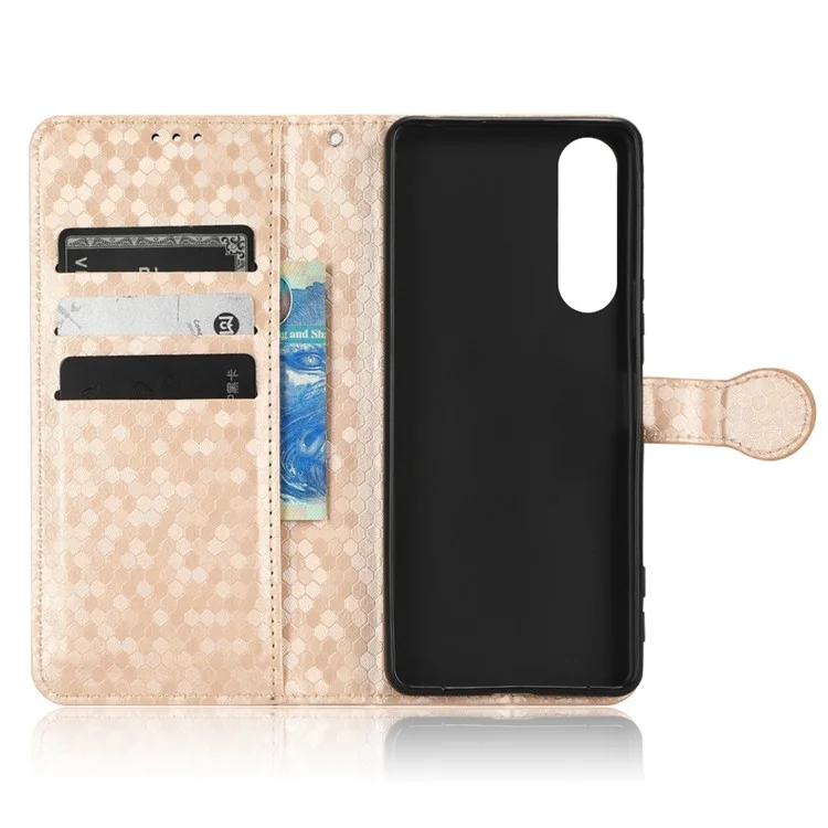 Per Sony Xperia 5 IV 5G PU pe in Petta Portafoglio Portafoglio Pot Tot Poio Flip Coperchio Magnetico - Oro Rosa