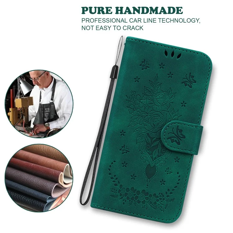 Pour OnePlus Nord CE4 Lite 5G Case PU Pautre Puther Temple Couvert - Vert