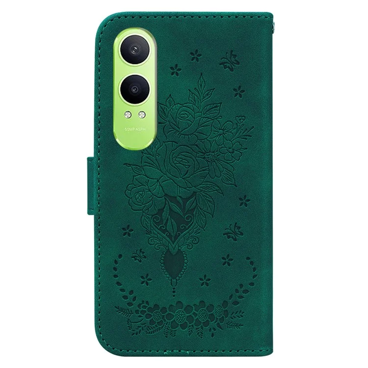 Pour OnePlus Nord CE4 Lite 5G Case PU Pautre Puther Temple Couvert - Vert