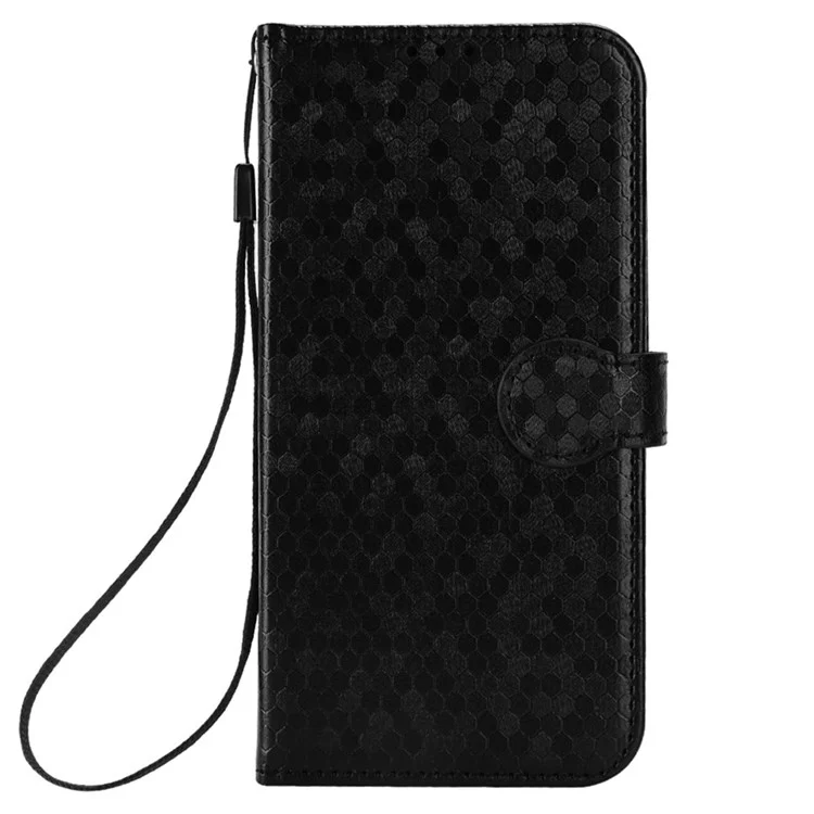 Pour Oppo Reno8 Pro 5G / Reno8 Pro + 5G (version Globale) Repousser du Fermoir à Point de Pavé en Cuir PU Imprimé Couvercle de Téléphone de Portefeuille Anti-dépassement du Portefeuille - le Noir