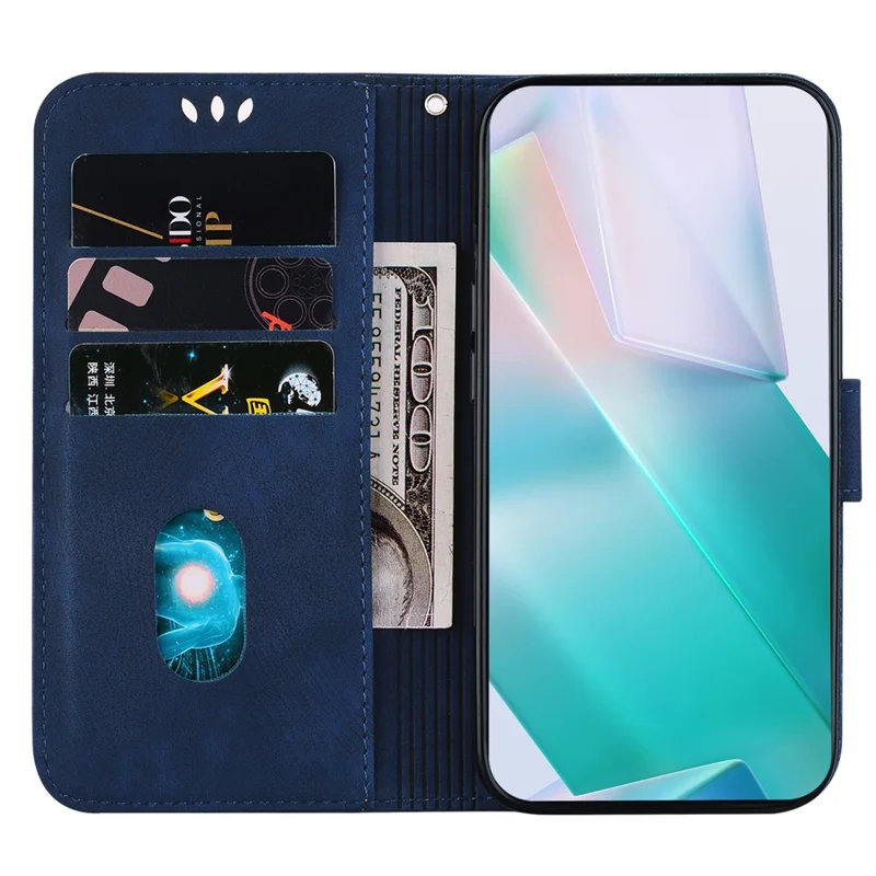 For Samsung Galaxy A16 5G / A16 4G Wallet Case Tiger Imprint Leather Shockproof Phone Cover - Dark Blue