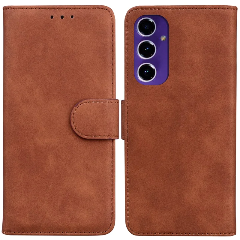 For Samsung Galaxy A16 5G / A16 4G Case Solid Color Leather Wallet Phone Cover - Brown