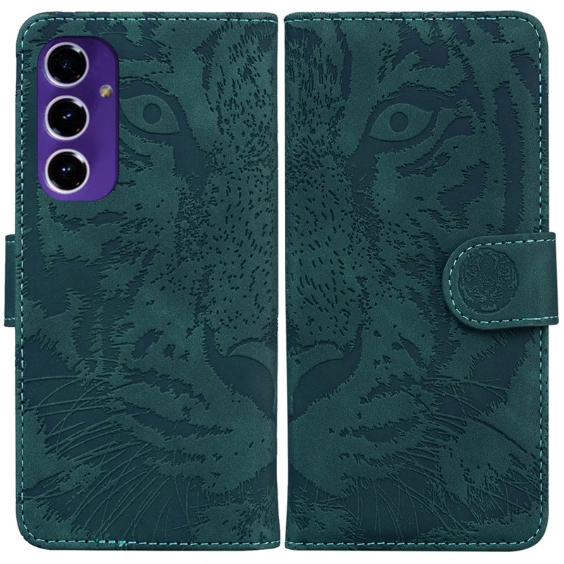 For Samsung Galaxy A16 5G / A16 4G Case Tiger Imprint Leather Wallet Phone Cover - Green