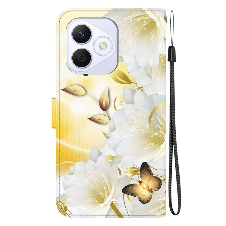 For Honor X60i 5G Portafoglio Custodia per Telefono Anti-Goccia Custodia a Libro in Pelle con Stampa a Motivo - Farfalla d'Oro Fiore