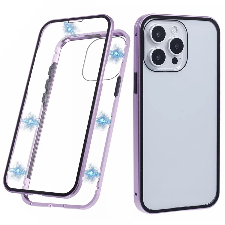 Para iPhone 16 Pro Case Magnetic Full Protection Clear Phone Cover - Purple