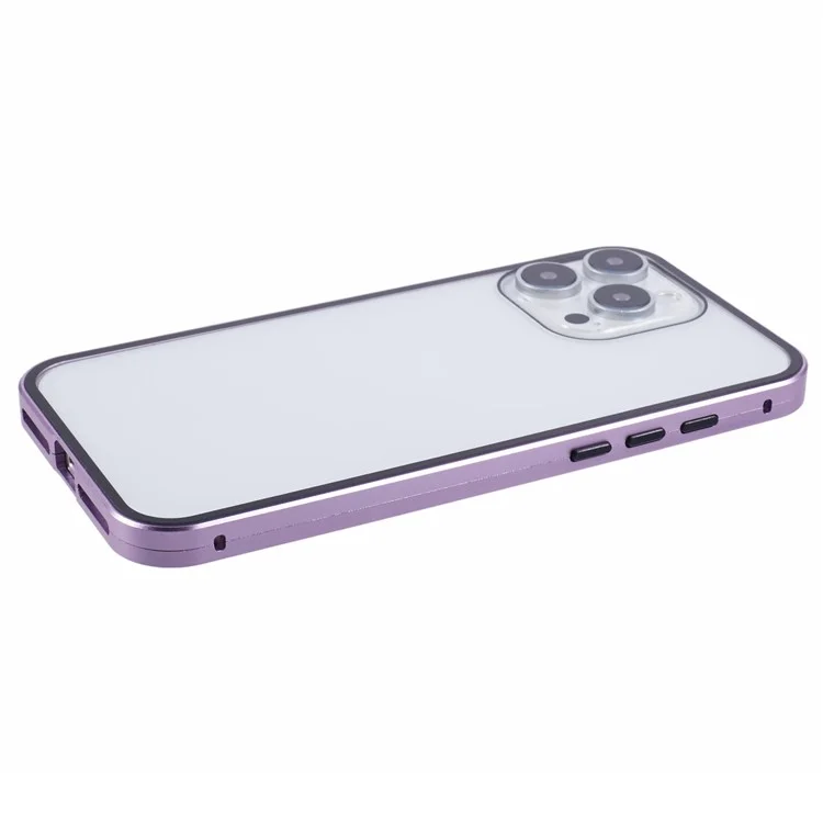 Para iPhone 16 Pro Case Magnetic Full Protection Clear Phone Cover - Purple