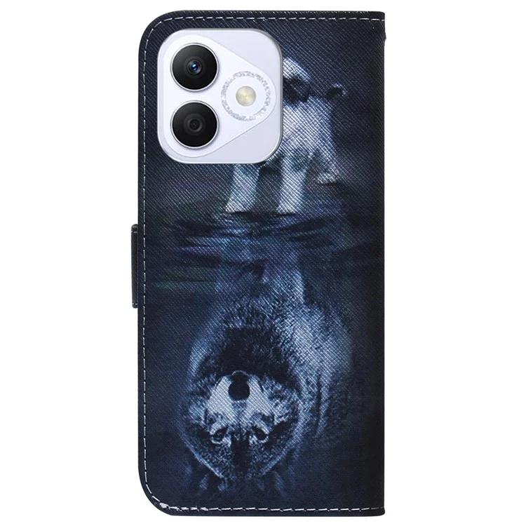Para Honra X60i 5g Carteira Padrão de Estampa de Couro Para Imprimir Capa de Telefone - Cachorro e Lobo