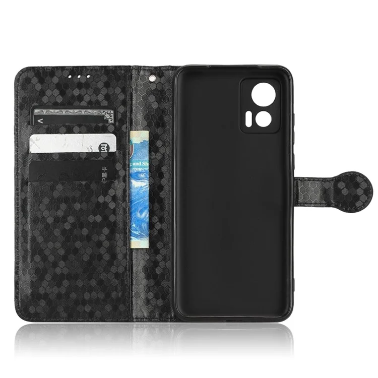 Para Motorola Edge 30 Neo 5G / Edge 30 Lite 5G Foldable Stand Wallet Case Dot Pattern Imprinted TPU+PU Leather Flip Phone Shell - Preto