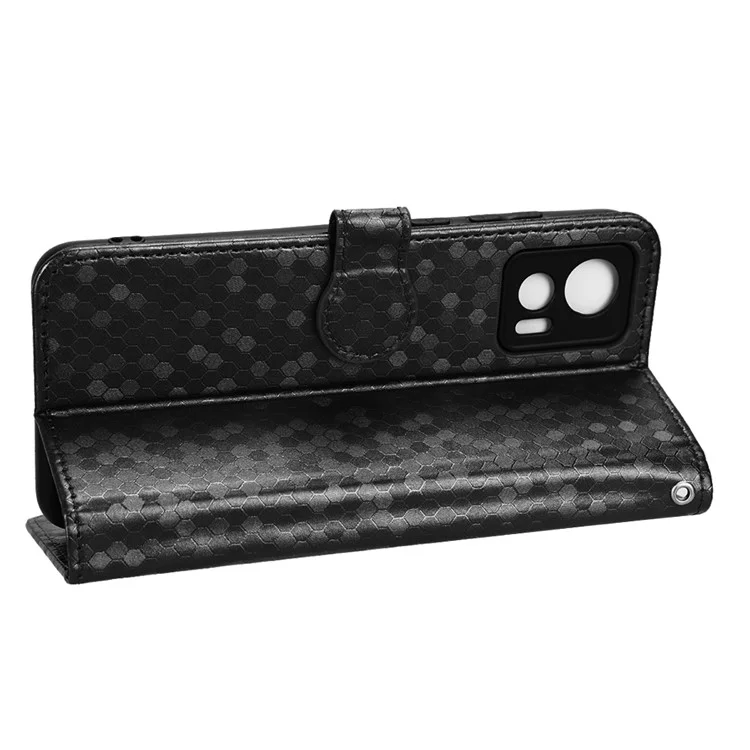 Para Motorola Edge 30 Neo 5G / Edge 30 Lite 5G Foldable Stand Wallet Case Dot Pattern Imprinted TPU+PU Leather Flip Phone Shell - Preto