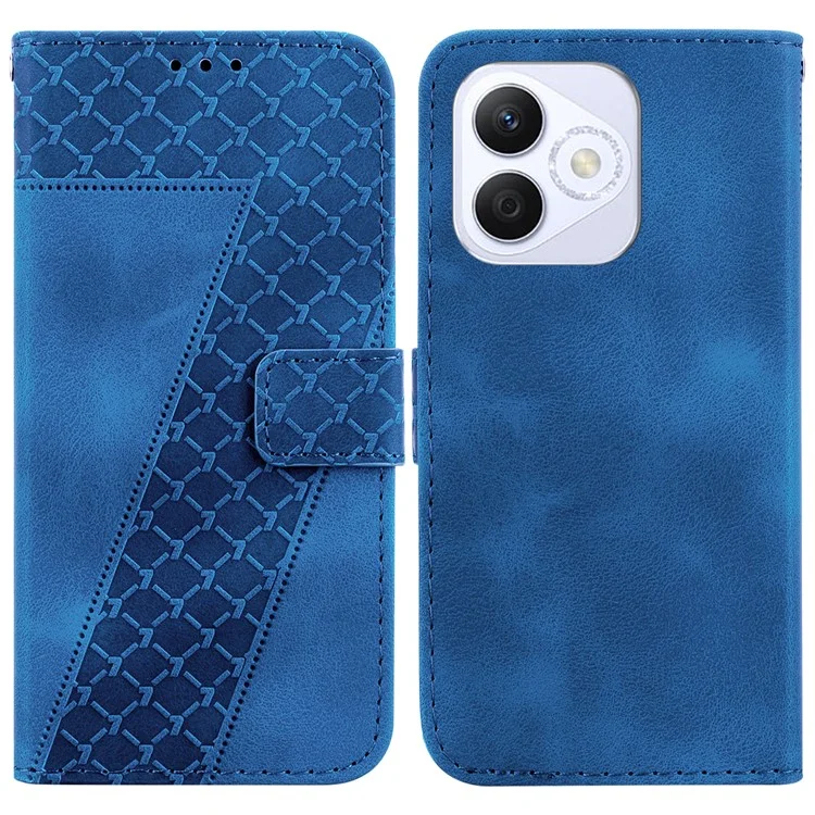 Custodia in pelle con motivo a forma di 7 per telefono Honor X60i 5G - Blu