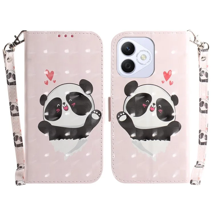 For Honor X60i 5G Custodia Pattern Stampa Pelle Portafoglio Cover Telefono - Cuore Panda