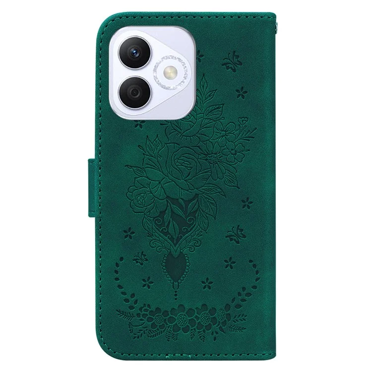 Для Чести X60i 5g Case Cue Cute Wallet Cover Cople Platefly Flower Imprint - Зеленый